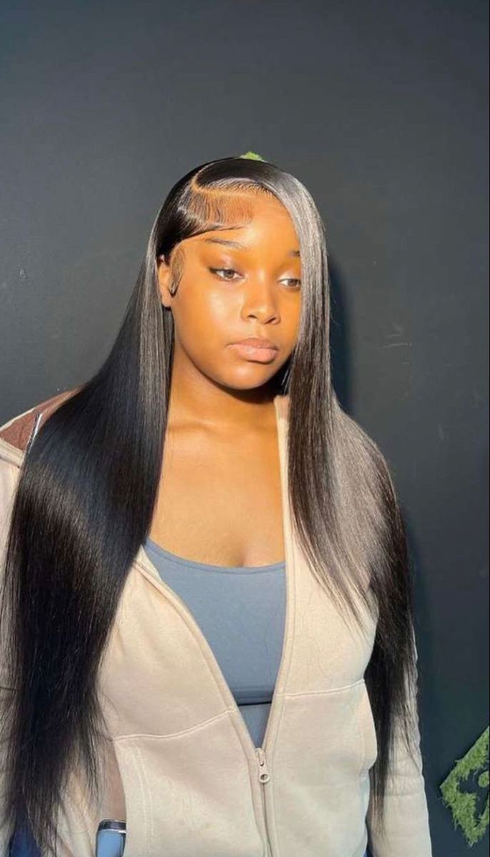 Straight Lace Front Wigs Side Part, Straight See In Weave Side Part, Sew In Side Part Straight, Hairstyle Suggestions, Wigs Side Part, Black Girls Hairstyles Weave, Hair Inches, Sleek Ponytail Hairstyles, Frontal Wig Hairstyles