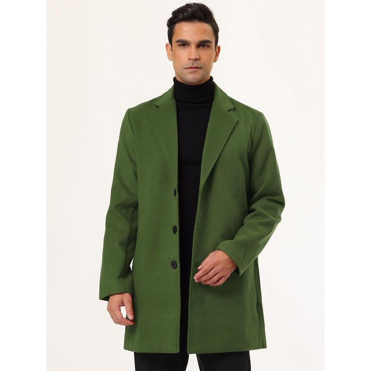 With concise lines, the lapel design, and the button closure, this coat is stylish and generous, showing the elegant charm of men. Put on this simple and fashionable coat to enhance your elegant image, which is a good choice for your wardrobe. Pair this with solid pants to build your smart look. Suitable for autumn and winter, daily and special occasions, such as weddings, parties, business meetings, leisure, travel, etc. Classic Outerwear With Lapel Collar In Solid Color, Classic Outerwear With Lapel Collar, Business Outerwear With Suit Collar In Solid Color, Classic Pea Coat With Lapel Collar In Solid Color, Classic Pea Coat With Lapel Collar, Formal Notch Lapel Solid Color Outerwear, Formal Notch Lapel Outerwear In Solid Color, Formal Solid Color Outerwear With Notch Lapel, Green Single Button Outerwear For Business Casual