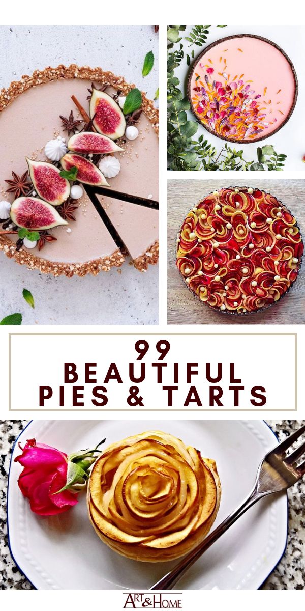 various pies and tarts with the words 39 beautiful pies and tarts