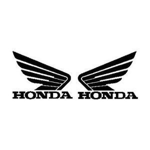 the honda logo is shown in black and white, with two wings on top of it