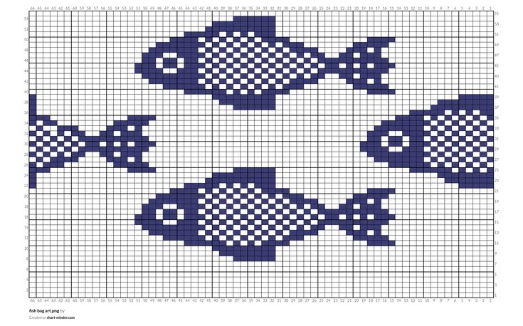 cross stitch fish pattern in blue and white