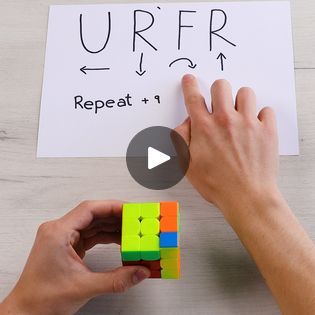 two hands are placing colored blocks on a piece of paper that says urrf repeat