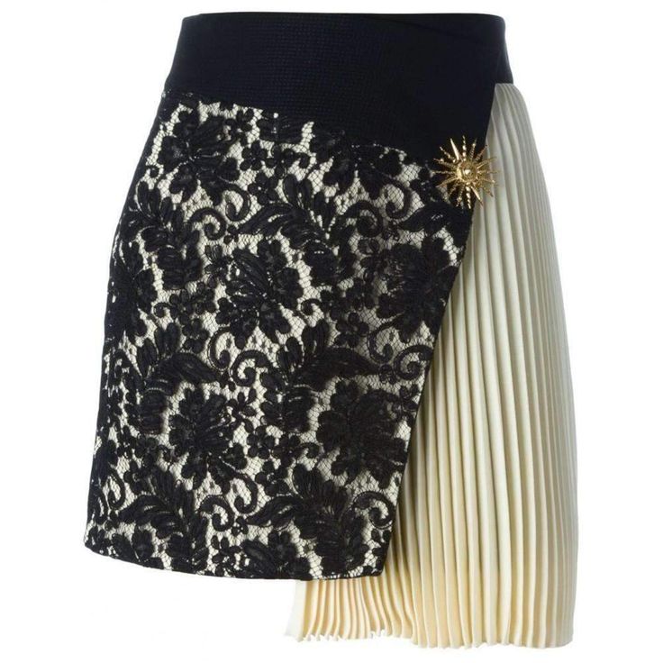 Fausto Puglisi Pleated Panel Asymmetric Lace Mini Skirt Short Lace Skirt, Skirt Asymmetrical, Rok Mini, Lace Mini Skirt, Panel Skirt, Fausto Puglisi, Paneled Skirt, Skirt Pleated, Lace Silk