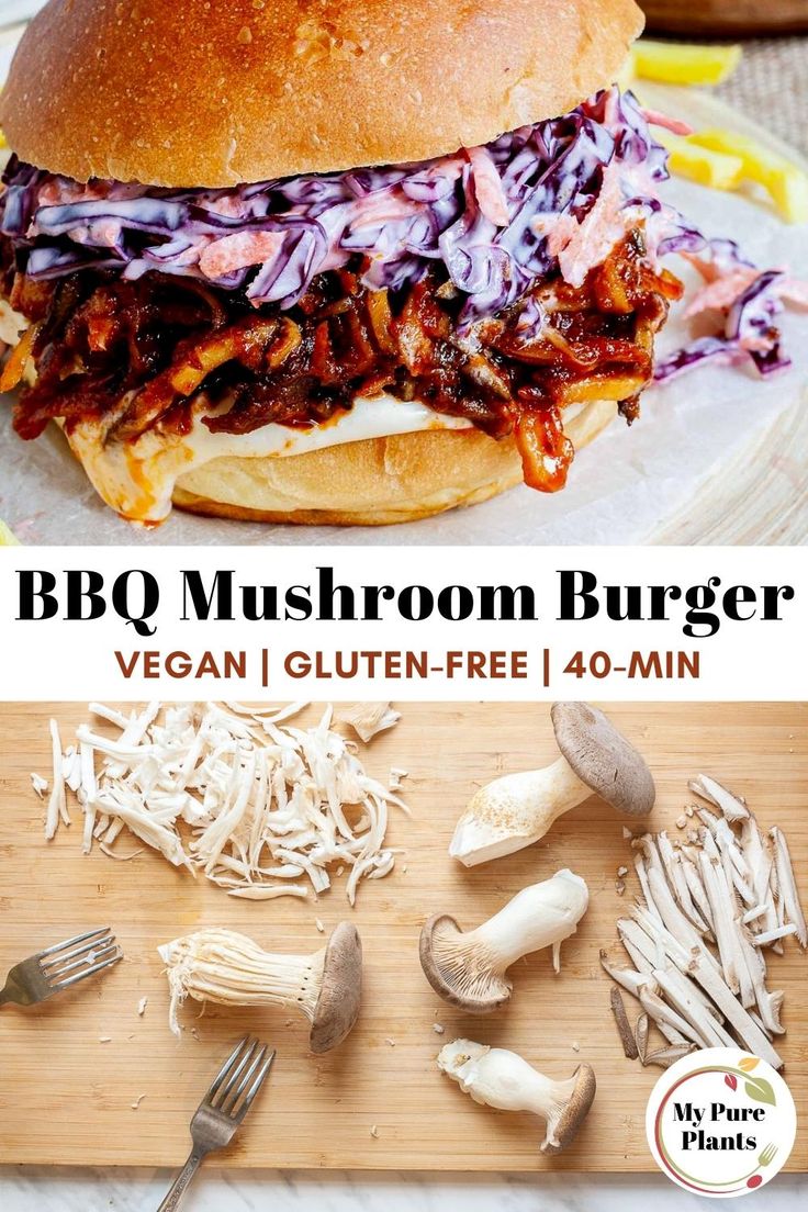 the bbq mushroom burger is ready to be eaten