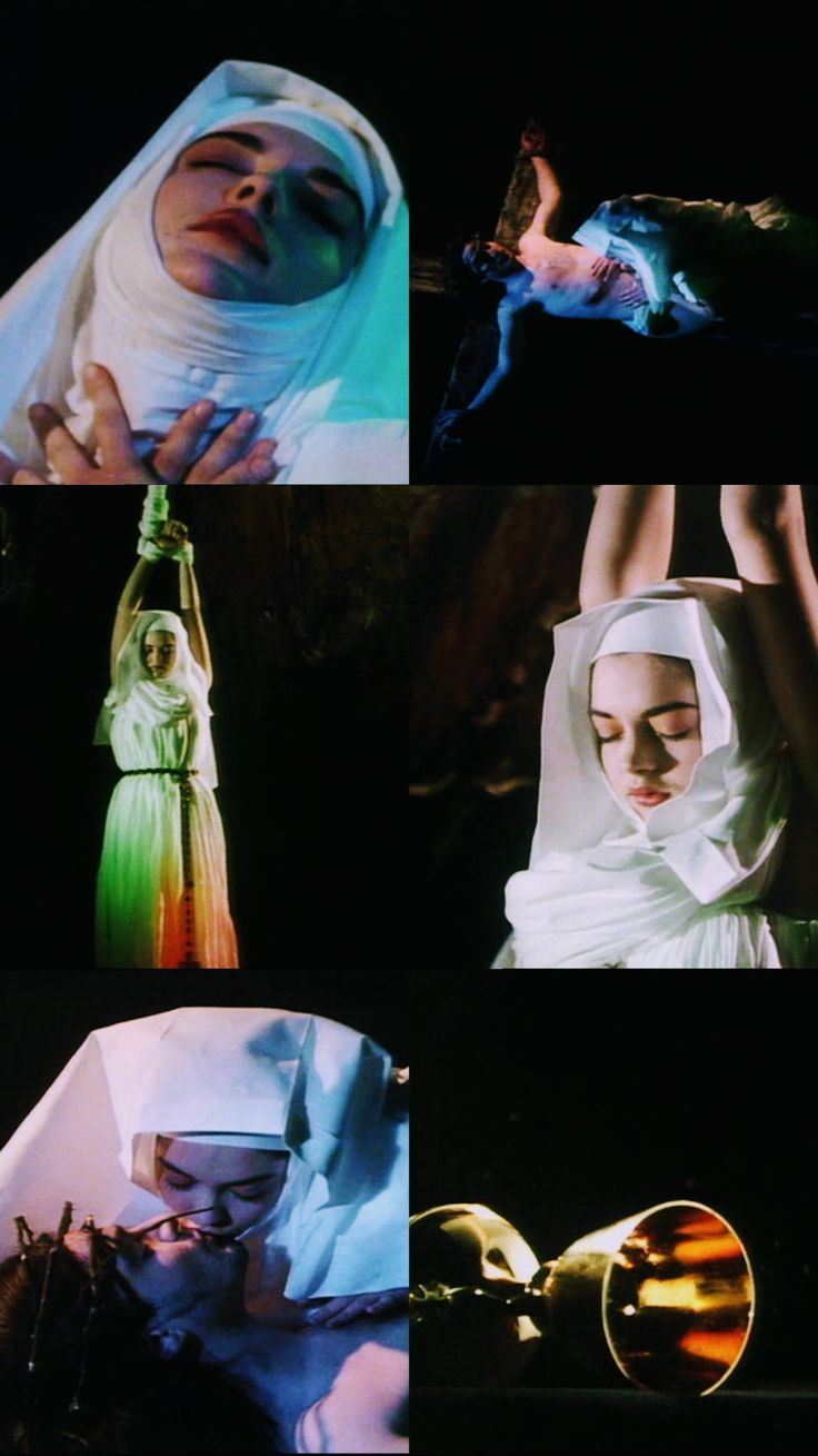 several images of women dressed in white and wearing headscarves, including a nun