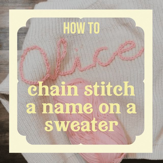 A hand-embroidered sweater Sweater Letter Embroidery, Embroider A Sweater, Embroidering Clothes Diy, Knit Sweater Embroidery Diy, Embroider On A Sweater, Sew Name On Fabric, Writing On Clothes Diy, Name On Sweater, Baby Sweater Embroidery Name