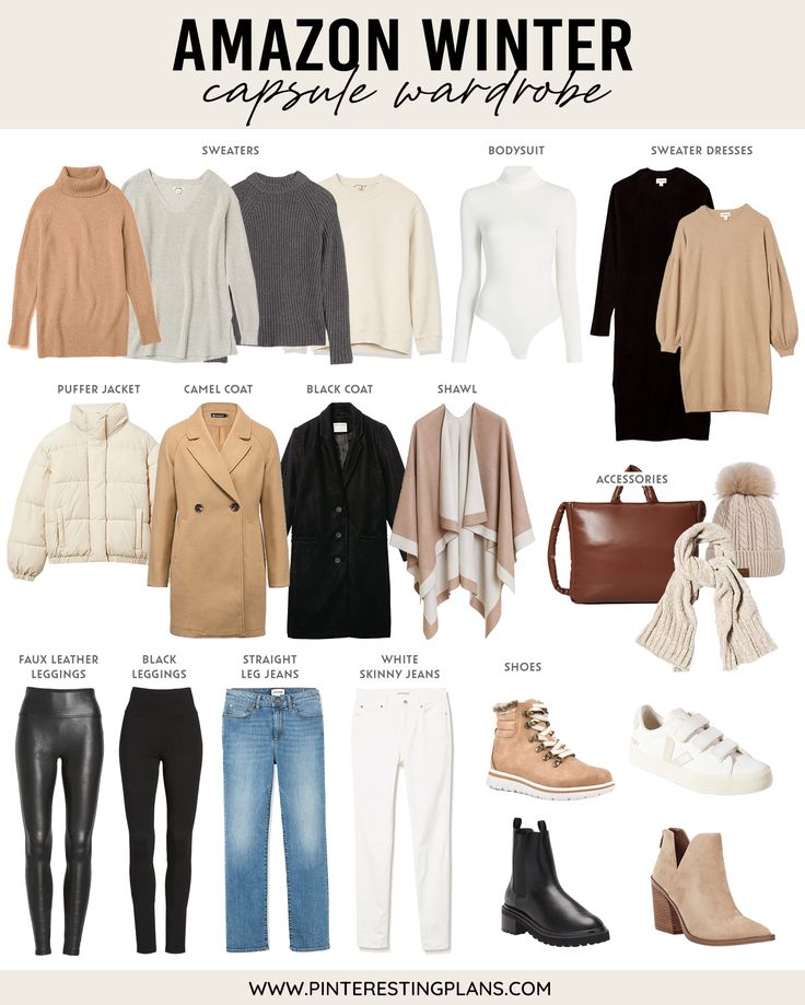 Amazon Winter Capsule Wardrobe 2021 Winter Capsule Wardrobe Travel, Winter Travel Wardrobe, Capsule Wardrobe Shoes, Plus Size Capsule Wardrobe, Capsule Wardrobe 2022, Winter White Outfit, Capsule Wardrobe Winter, Capsule Wardrobe Women, Neutral Capsule Wardrobe