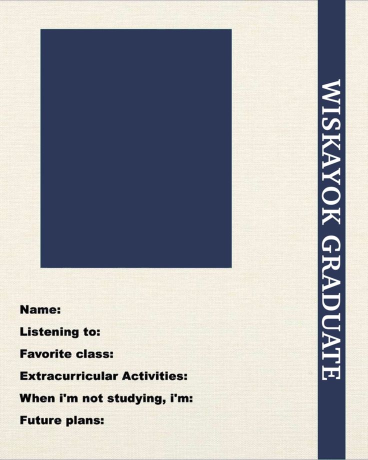 a blue and white book cover with the words, name, listening to favorite class extracular activities when i'm not studying