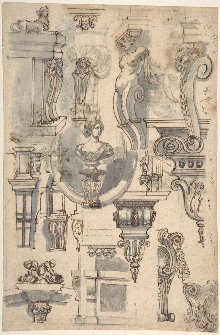 an old drawing of various architectural details