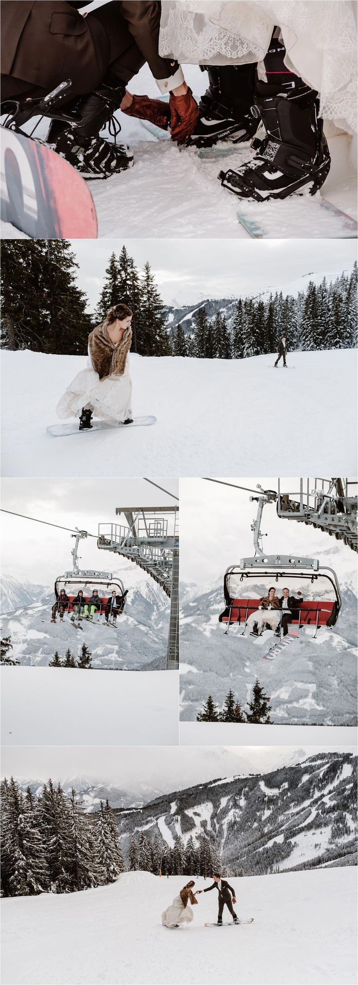 the snowboarders are getting ready to go down the mountain