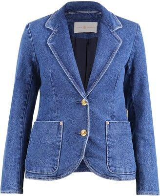 Denim Blazer Jacket, Designer Blazers, Blazer Jeans, Blazer Designs, Denim Blazer, Cotton Blazer, Blazer With Jeans, Single Breasted Jacket, Blazer Outfits