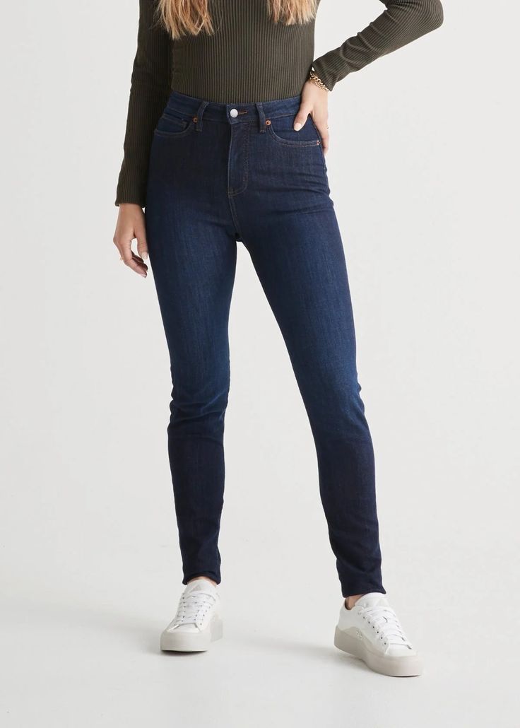 Women's High Rise Stretch Denim Skinny Jean Elegant High Rise Relaxed Fit Jeans, Classic High Rise Denim Blue Jeans, Classic High-rise Denim Blue Jeans, Dark Wash Stretch Jeans For Fall, Classic High Rise Dark Wash Jeans, Stretch Dark Wash Jeans For Fall, Fitted Denim Bottoms For Everyday Wear, Elegant Mid-rise Jeans In Denim Blue, Classic Dark Wash Jeans For Fall