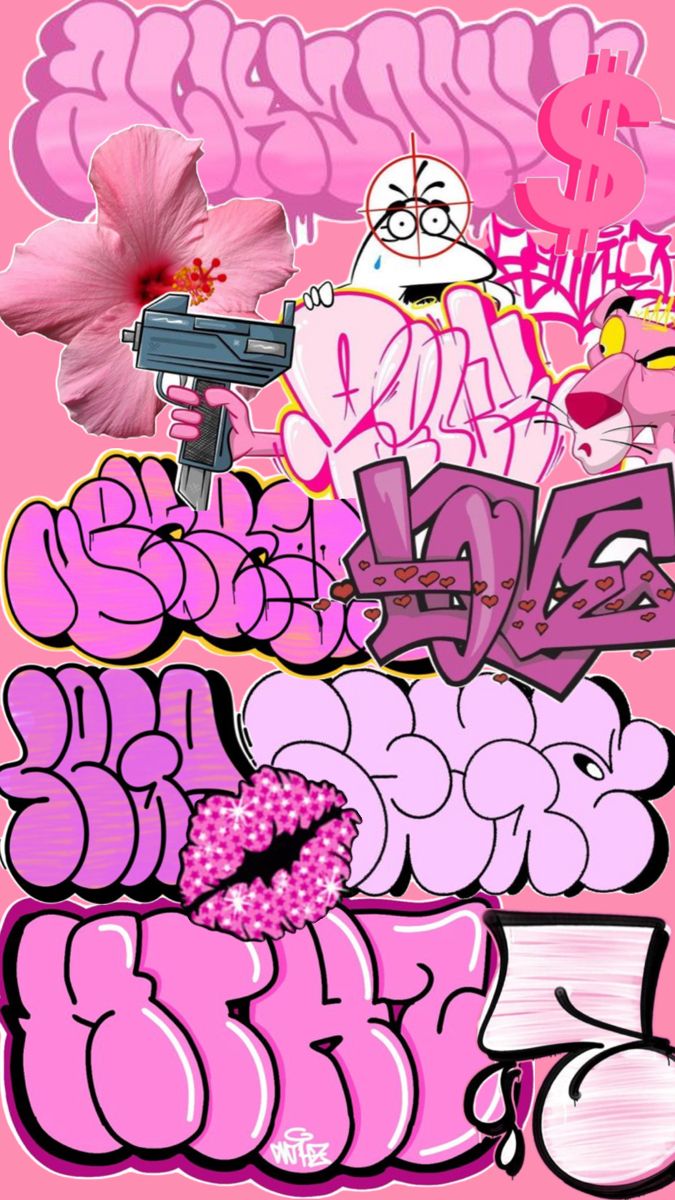 graffiti art with pink and purple colors