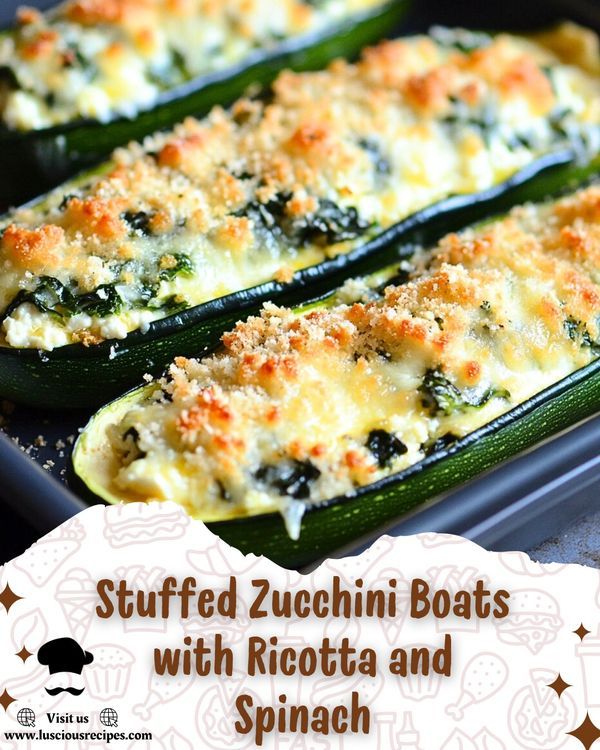 stuffed zucchini boats with ricotta and spinach