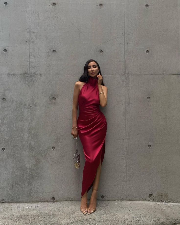 Red Slip Dress, Valentines Day Dresses, Red Dresses Classy, Red Dress Outfit, Wedding Attire Guest, Backless Prom Dresses, Evening Outfits, Glam Dresses, Guest Outfit