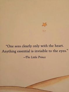 an image of a book with a quote on the front and back cover that says, one see clearly only with the heart anything