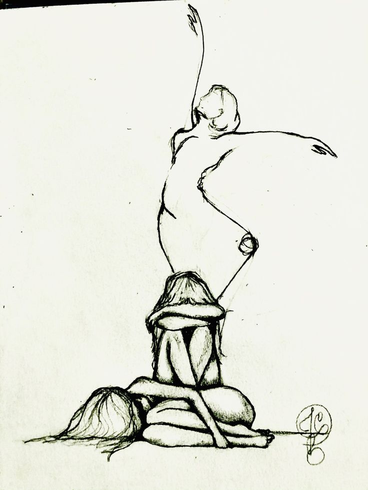 a black and white drawing of a person with a bow on top of a rock