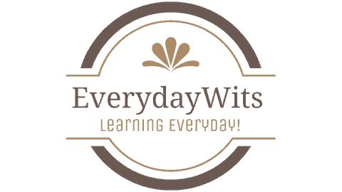 the logo for everyday wits learning everybody, with an oval frame in brown and white