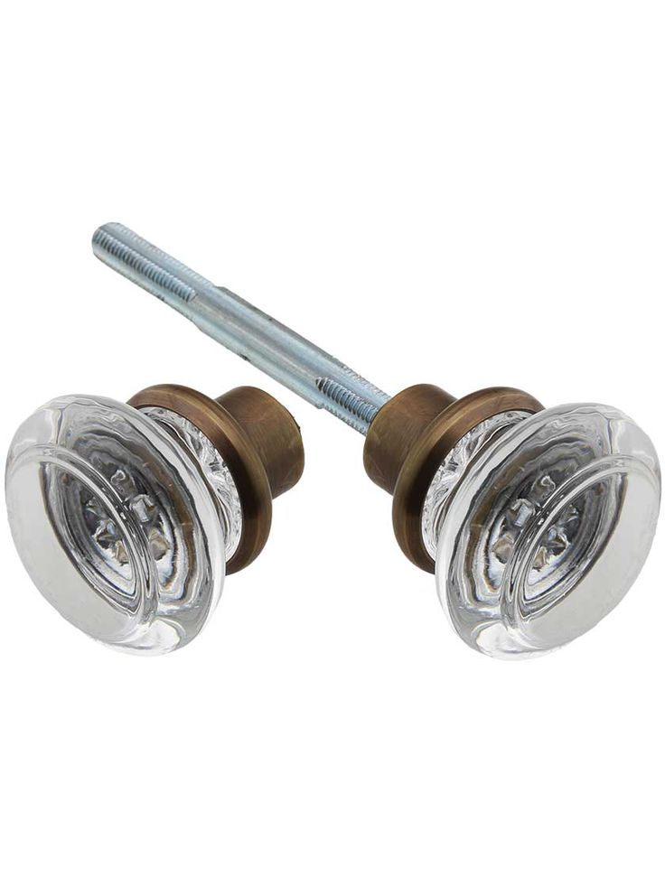 two chrome door knobs with screw and nut