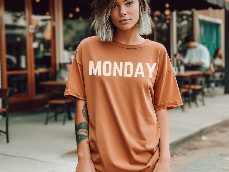 Mondays don't have to be bad! Wear your favorite day of the week in style in our new Monday Comfort Colors T-shirt. Crew Neck T-shirt For Spring Weekend, Spring Letter Print T-shirt, Casual Weekend Tops With Text Print, Casual Text Print Tops For Weekend, Spring Weekend Graphic Tee Tops, Graphic Tee Tops For Weekend Spring, Crew Neck T-shirt For Weekend In Spring, Graphic Tee Tops For Spring Weekend, Spring Weekend Crew Neck T-shirt