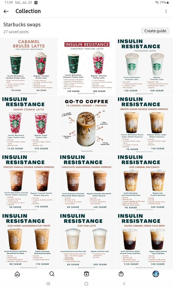 the instagram page for starbucks's instagrams, which includes several different types of coffee