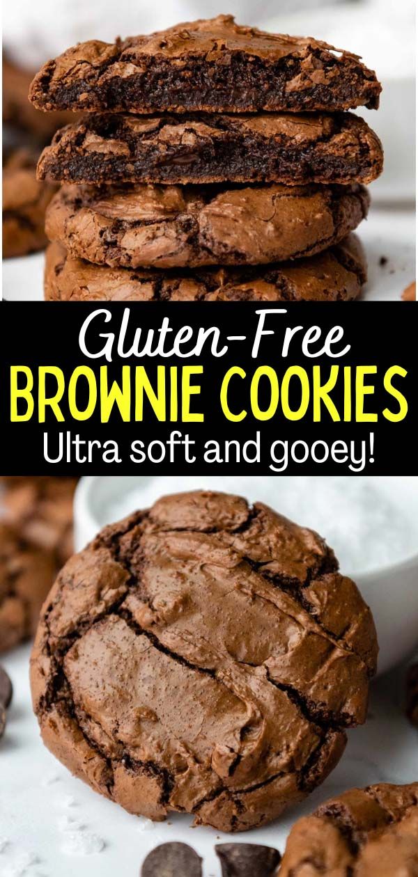 gluten - free brownie cookies with chocolate chips on top and the bottom