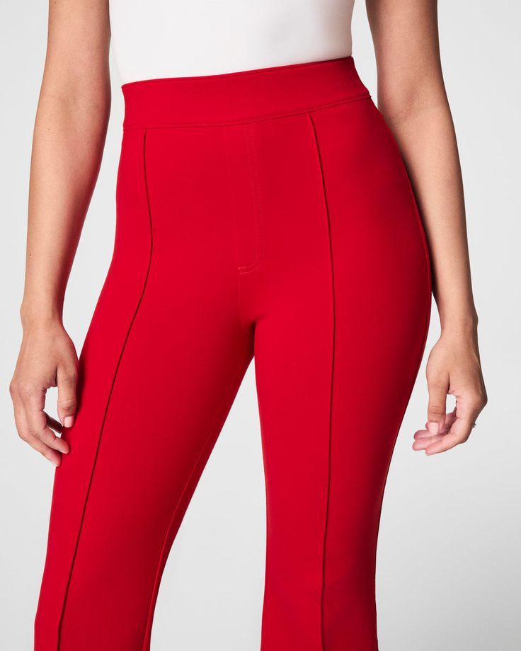 This smoothing pant comes in our premium ponte fabric with targeted compression built in, powered by SPANX CoreSure Tech™. With comfortable 4-way stretch, these curve-hugging flares provide the PerfectFit, every time. All you have to do is simply pull them on. No zippers, no buttons, and no pockets (so no bulk!) at the hips—all for the ultimate smoothing effect. | Spanx Women's SPANXsmooth PerfectFit Ponte Flare Pant Formal Work Attire, Professional Dress For Women, Outfits Formal, Professional Dress, Flare Pant, Ponte Fabric, Perfect Pant, Professional Dresses, Dress Clothes