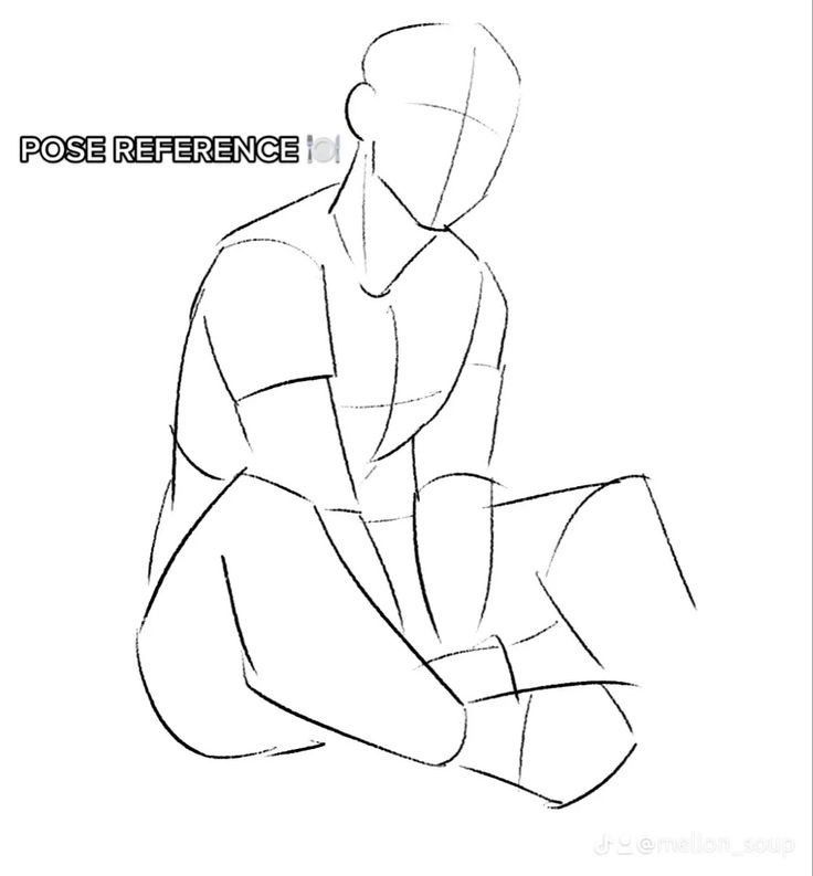 a drawing of a person sitting on the ground with their legs crossed and feet crossed