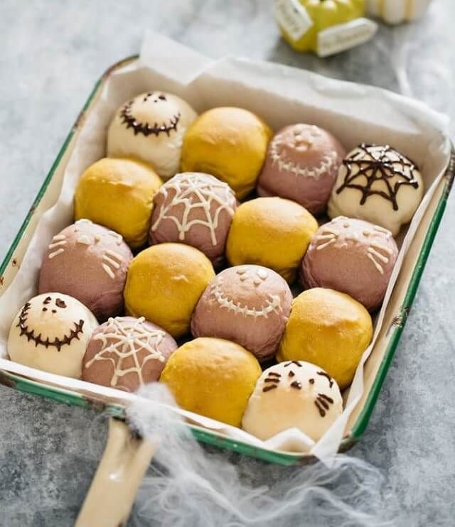 a box filled with halloween treats on top of a table