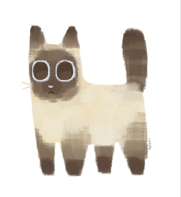 a drawing of a cat with glasses on it's face and eyes are shown