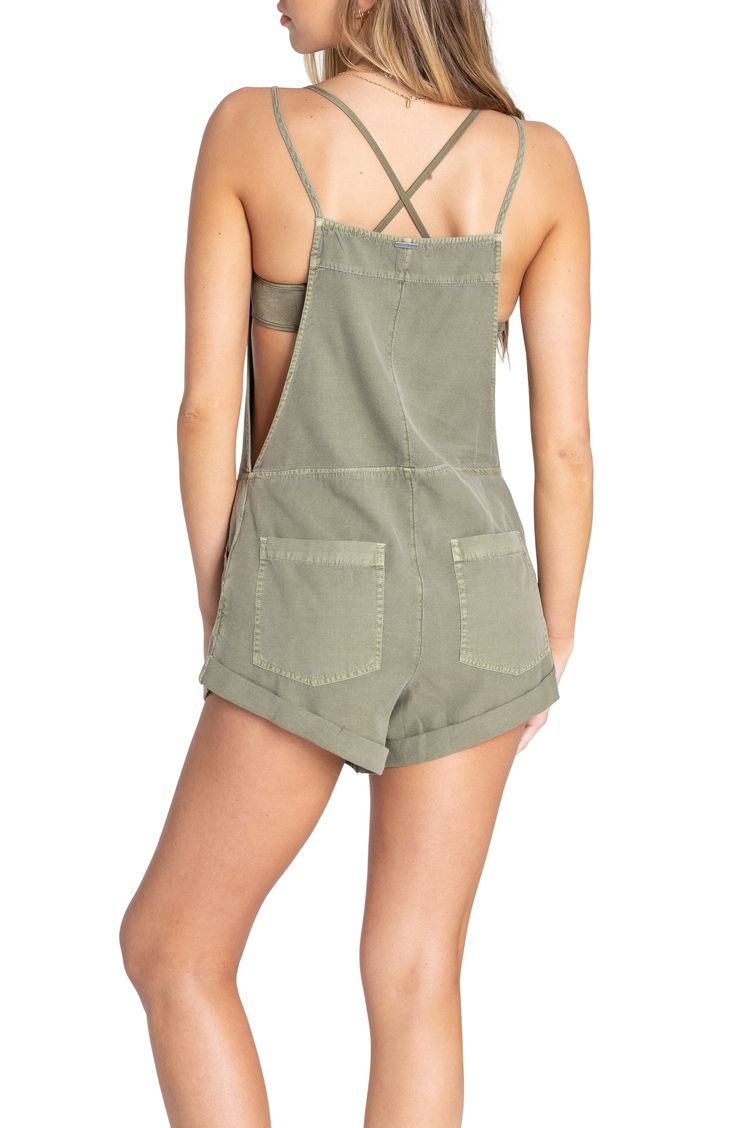 Pursue weekend fun wearing these short overalls woven from a lightweight cotton blend that's washed for a faded, vintage look. Tie straps and rolled hems add to the laid-back vibe. Style Name:Billabong Wild Pursuit Overalls. Style Number: 5786316. Overalls Style, Short Overalls, Weekend Fun, Rolled Hem, Anniversary Sale, Overall Shorts, Vintage Look, Billabong, Vintage Looks