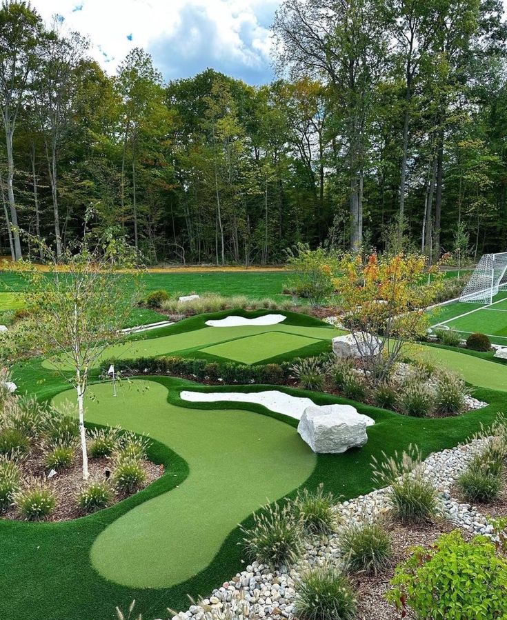 Outdoor Mini Golf, Home Golf Simulator, Golf Simulator Room, Backyard Sports, Green Backyard, Landscaping Retaining Walls, Miniature Golf Course, Dream Yard, Backyard Play