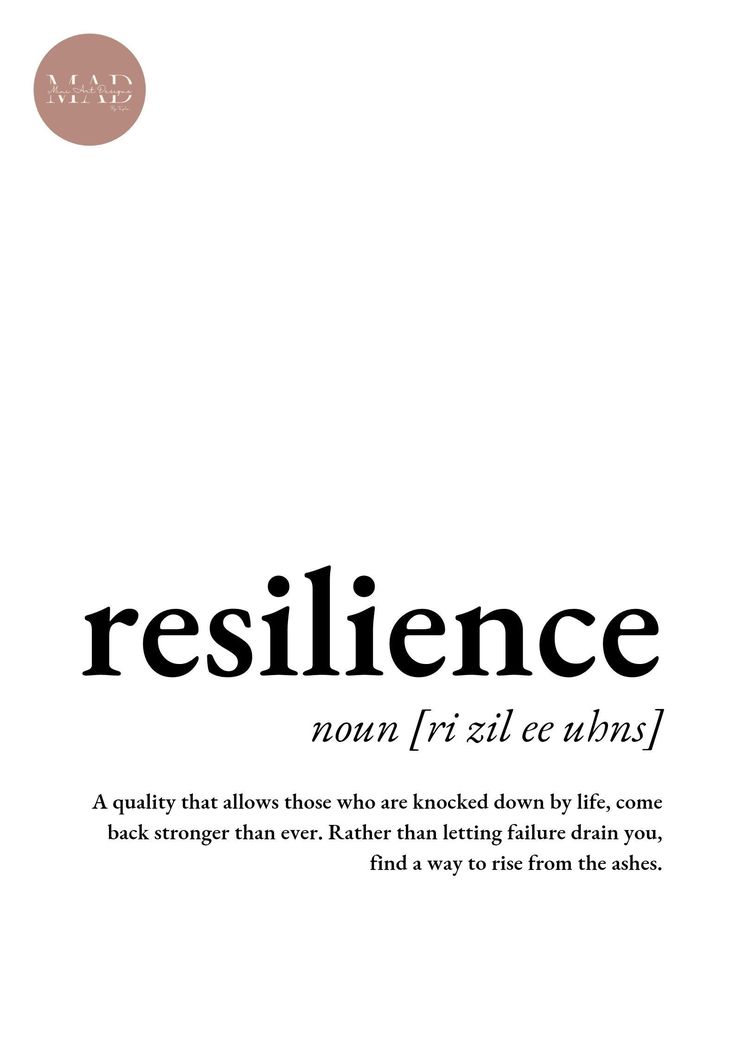 the back cover of resilince, which is written in black on white paper