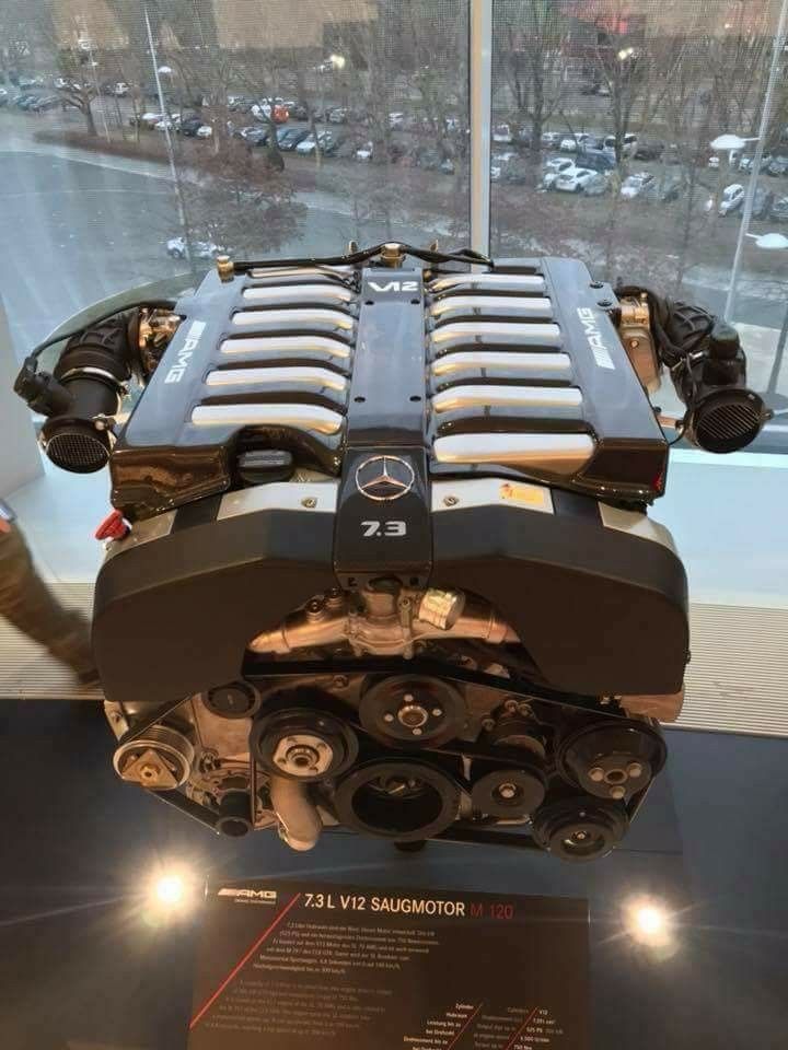 the engine is on display in front of a window