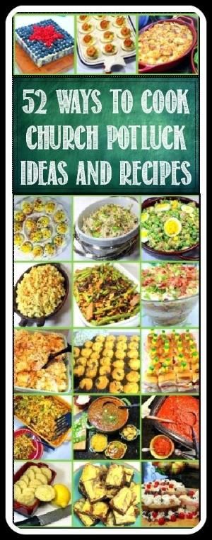 the cover of 52 ways to cook church potluck ideas and recipes by person