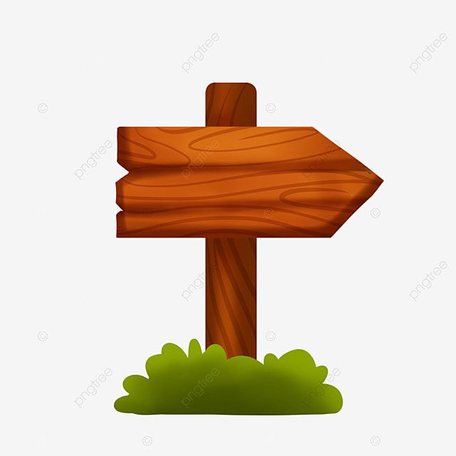 a wooden sign pointing to the right with grass and bushes around it, cartoon, illustration png and psd