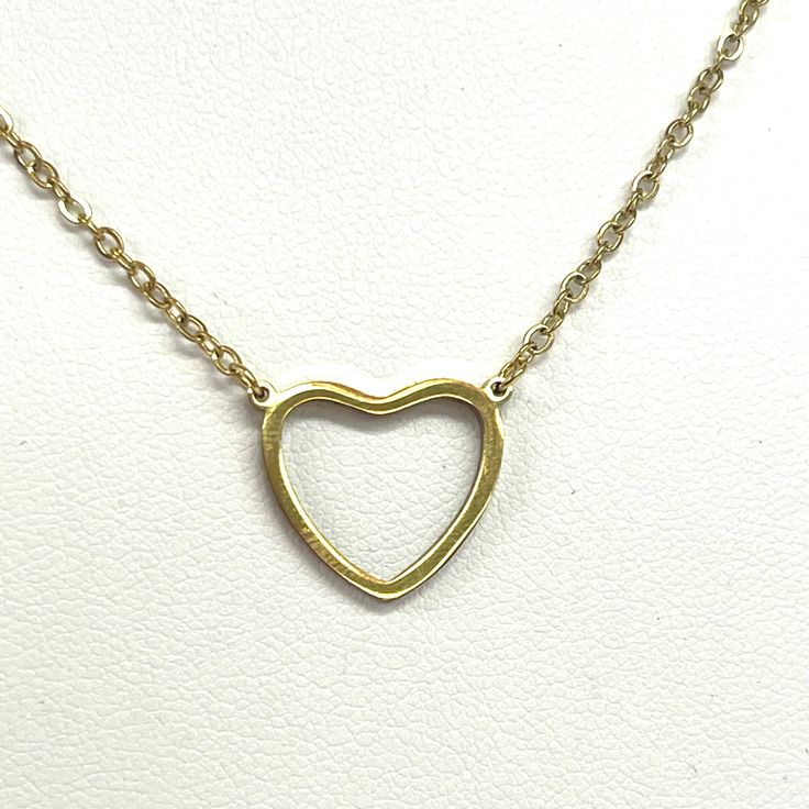 16" Goldtone necklace with open heart with 2" extender 14K-plated Adjustable Open Heart Necklace With Adjustable Chain, Adjustable Open Heart Necklace, Dainty Adjustable Open Heart Necklace, Gold Open Heart Necklace With Delicate Chain, Yellow Gold Open Heart Clavicle Necklace, Gold Open Heart Necklace With Adjustable Chain, Open Heart Adjustable Heart Necklace For Valentine's Day, Delicate Open Heart Necklace With Adjustable Chain, Gold Open Heart Necklace For Valentine's Day