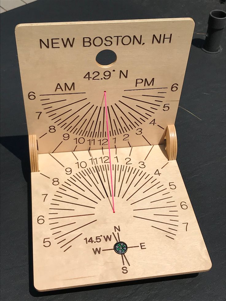 a close up of a wooden sign with a compass on it's back side