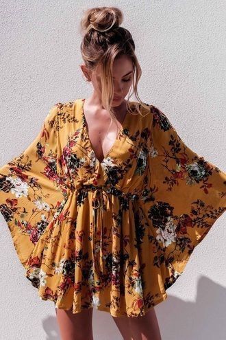 Boho Tunic Dress, Floral Playsuit, Mode Hippie, Bright Boho, Mode Boho, Fashion Boho, Boho Tunics, Estilo Boho, Trendy Dresses