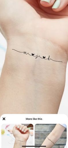 a woman's wrist tattoo with birds on it and the words more like this