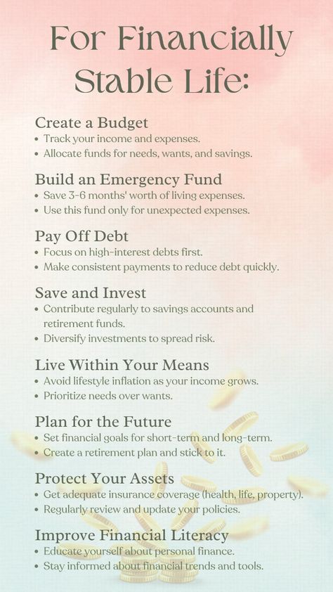 For Financially Stable Life, Take These 8 Steps! Finance Literacy, Manifestation Methods, Money Inspiration, Money Saving Methods, Financially Stable, Money Strategy, Money Management Advice, Money Saving Plan, Money Saving Strategies