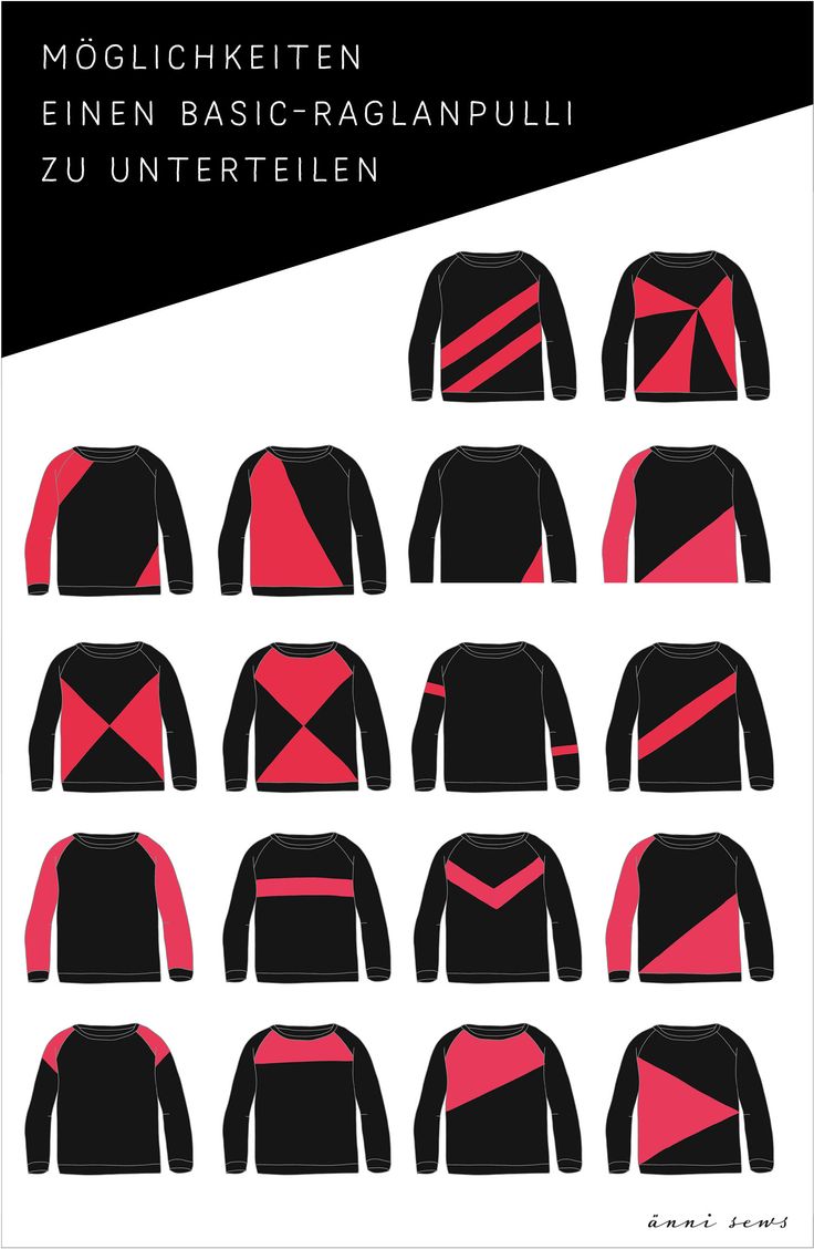 a poster with different types of sweaters and their names in red, black and white