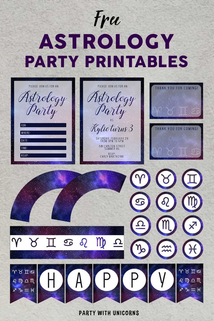 the astrology party printables are available for all types of people to use