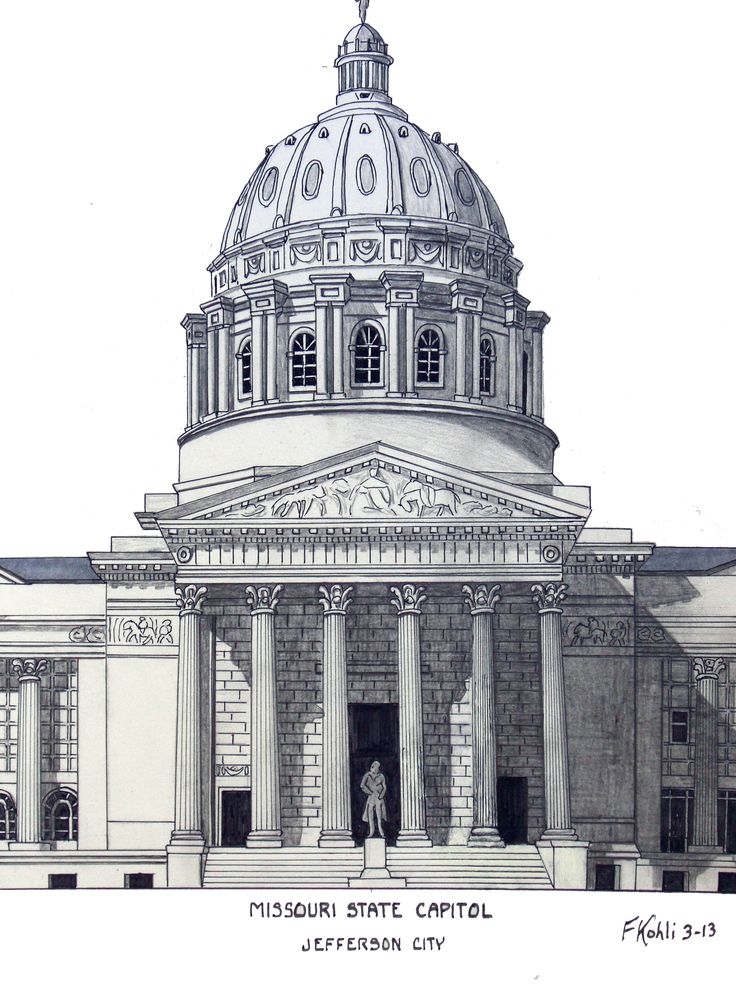 this is a drawing of the mississippi state capitol building in jefferson, d c on a white background