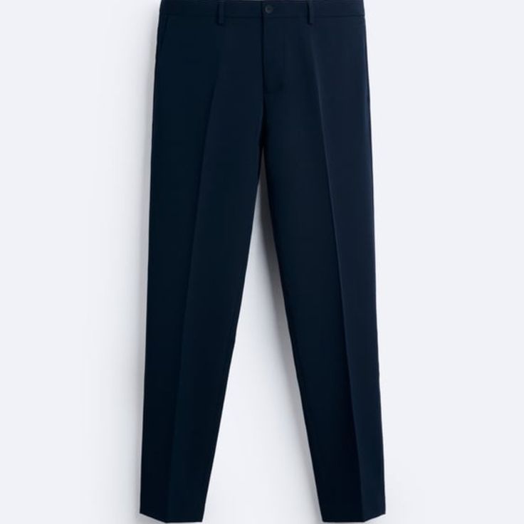 Slim Fit Pants. Front Pockets And Back Welt Pockets. Front Zip And Button Closure. Outer Shell 76% Polyester 18% Viscose 6% Elastane Machine Wash Max. 30c/86f Delicate Cycle Do Not Use Bleach / Whitener Iron Maximum 150c/302f Tetrachloroethylene Dry Clean Do Not Tumble Dry Navy Straight Leg Dress Pants For Work, Navy Slim Fit Pants For Business Casual, Navy Straight Pants For Business Casual, Navy Stretch Pants For Business Casual, Zara Business Casual Pants With Pockets, Zara Pants With Pockets For Business Casual, Navy Business Casual Pants With Welt Pockets, Navy Pants With Welt Pockets For Business Casual, Navy Slim Fit Bottoms For Work