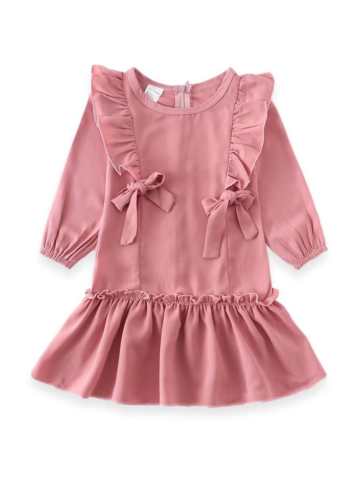 Dusky Pink Ruffle Dress - ARIA KIDS Green Ruffle Dress, Dress For Everyday, Pink Ruffle Dress, Long Sleeve Ruffle Dress, Dusky Pink, Pink Ruffle, Pink Vintage, Sweet Dress, Toddler Dress