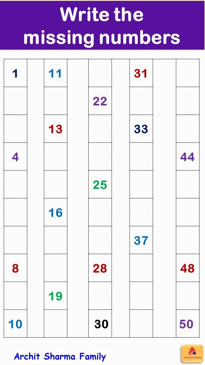 the missing numbers worksheet for kids to learn how to write and sub it