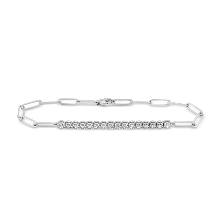 Very popular Half Paperclip Chain and Half Diamonds Tennis Bracelet - 18K Yellow Gold / White Gold - 2mm Lab Grown Diamonds, 0.79ctw, 23 Stones, E-G Color, VS1-SI1 Clarity - 7 inches, Adjustable For Daily Wear or the Special Occasions. Treat yourself because you're a queen and you deserve it Let your man get it for you because you're a queen and you deserve it All weights and measurements are approximate and may vary per item Thank you for visiting our page :) Shoot us a message for any inquires White Gold Diamond Bracelet With Chain, Elegant Link Chain Bracelet In White Gold, Elegant White Gold Link Chain Bracelet, Classic Diamond Link Bracelets, Classic Diamond Bracelet With Rectangular Links, Classic Diamond Oval Link Chain Bracelet, Classic Oval Link Diamond Chain Bracelet, Classic Link Diamond Bracelet For Anniversary, Classic Diamond Link Bracelet