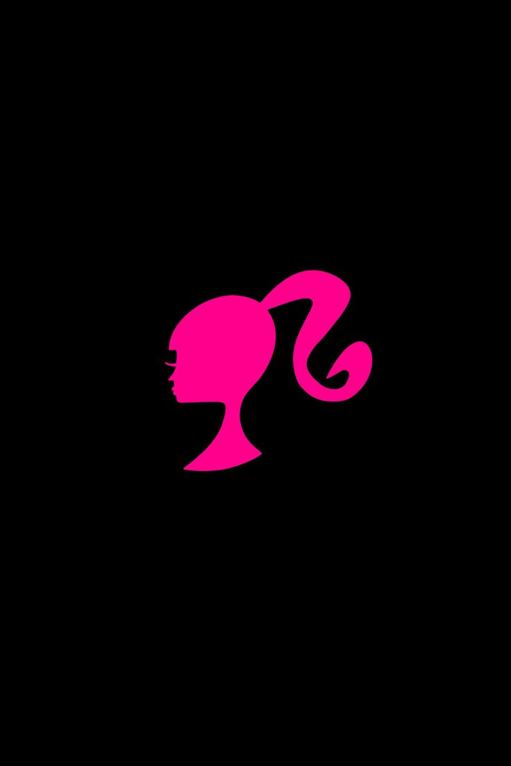 the silhouette of a woman's head in pink against a black background