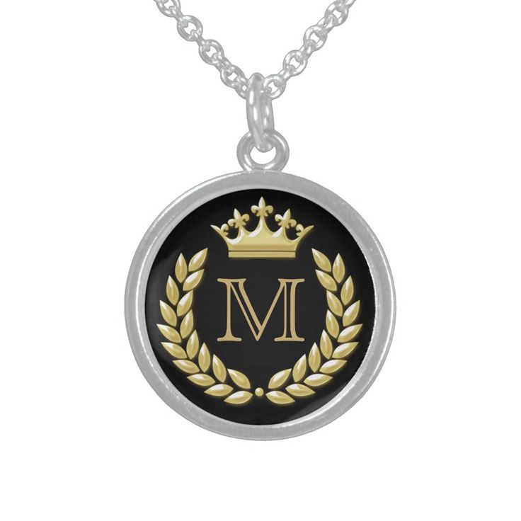 Laurel Wreath and Crown Sterling Silver Necklace, Adult Unisex, Size: Small, Pale Blue Classic Black Medallion Jewelry, Elegant Black Necklace For Personalized Gift, Elegant Black Monogram Jewelry, Black Round Jewelry With Initials, Black Initials Jewelry For Anniversary, Black Jewelry With Initials For Anniversary, Personalized Black Medallion Necklace, Classic Crown-shaped Jewelry As A Gift, Classic Crown-shaped Jewelry For Gift